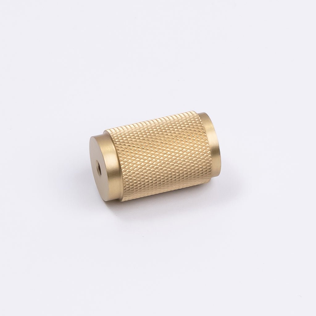 Brushed Brass Knurled Cabinet Knob - Helena - Manovella - Entry - Point - CABHEL18BB - Manovella