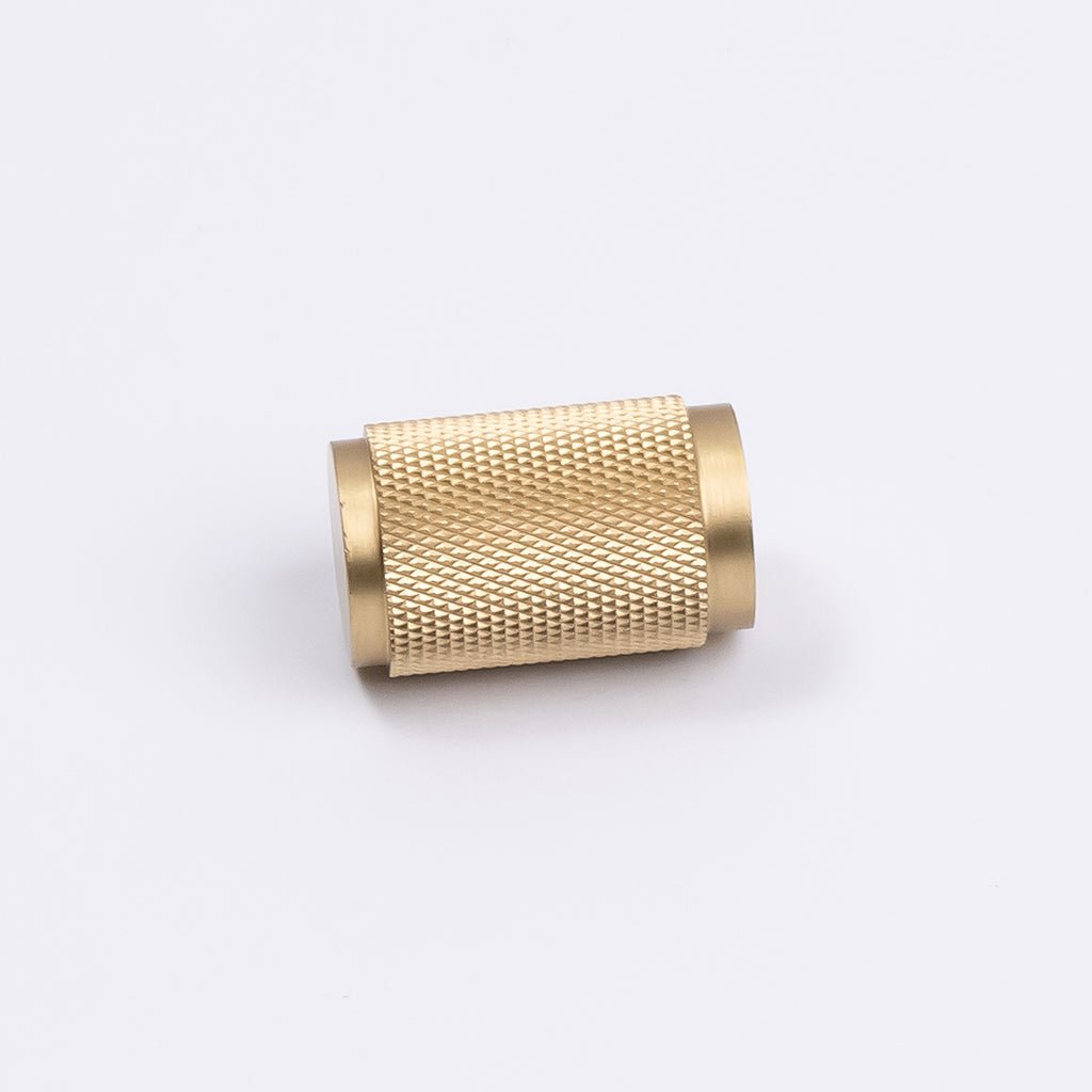 Brushed Brass Knurled Cabinet Knob - Helena - Manovella - Entry - Point - CABHEL18BB - Manovella