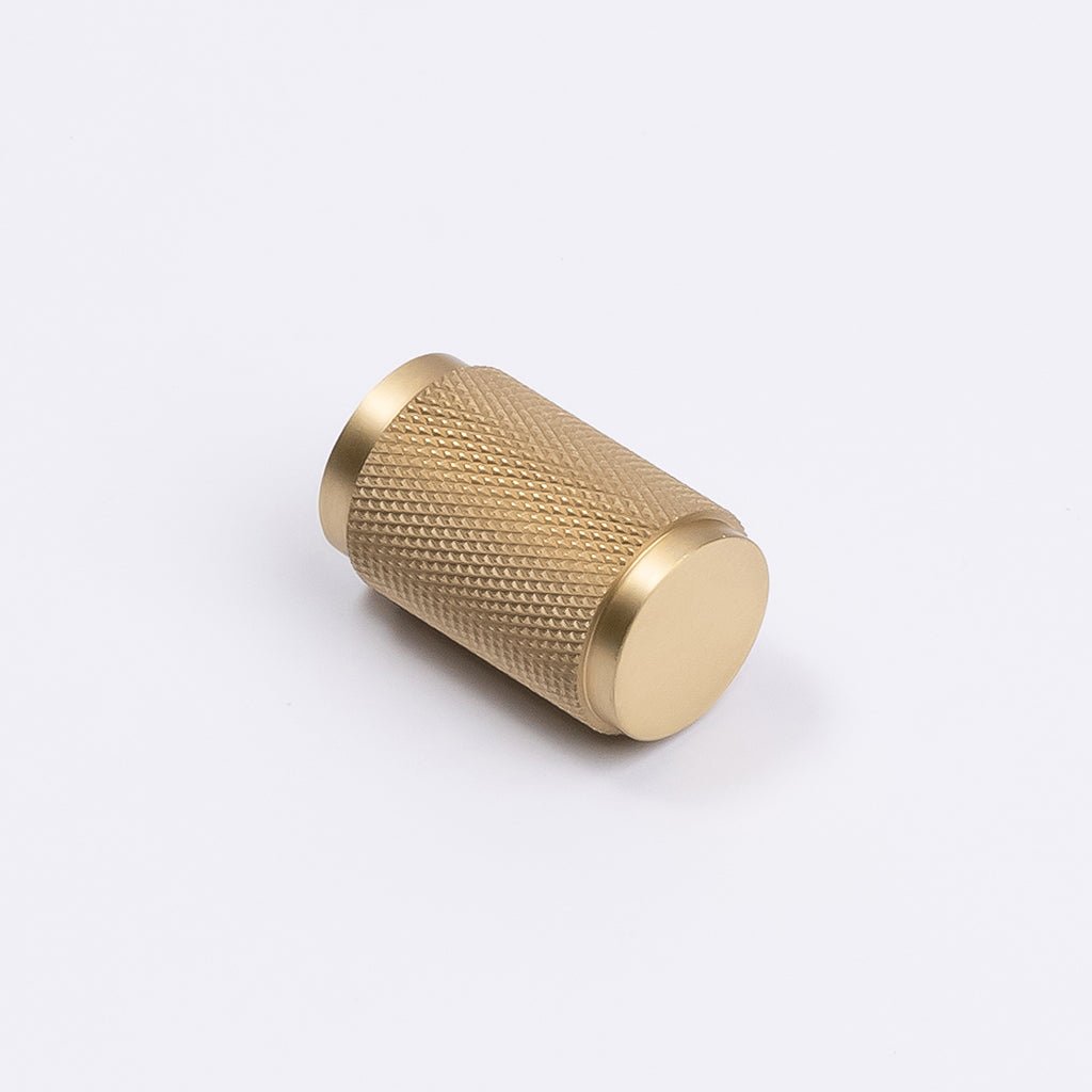 Brushed Brass Knurled Cabinet Knob - Helena - Manovella - Entry - Point - CABHEL18BB - Manovella