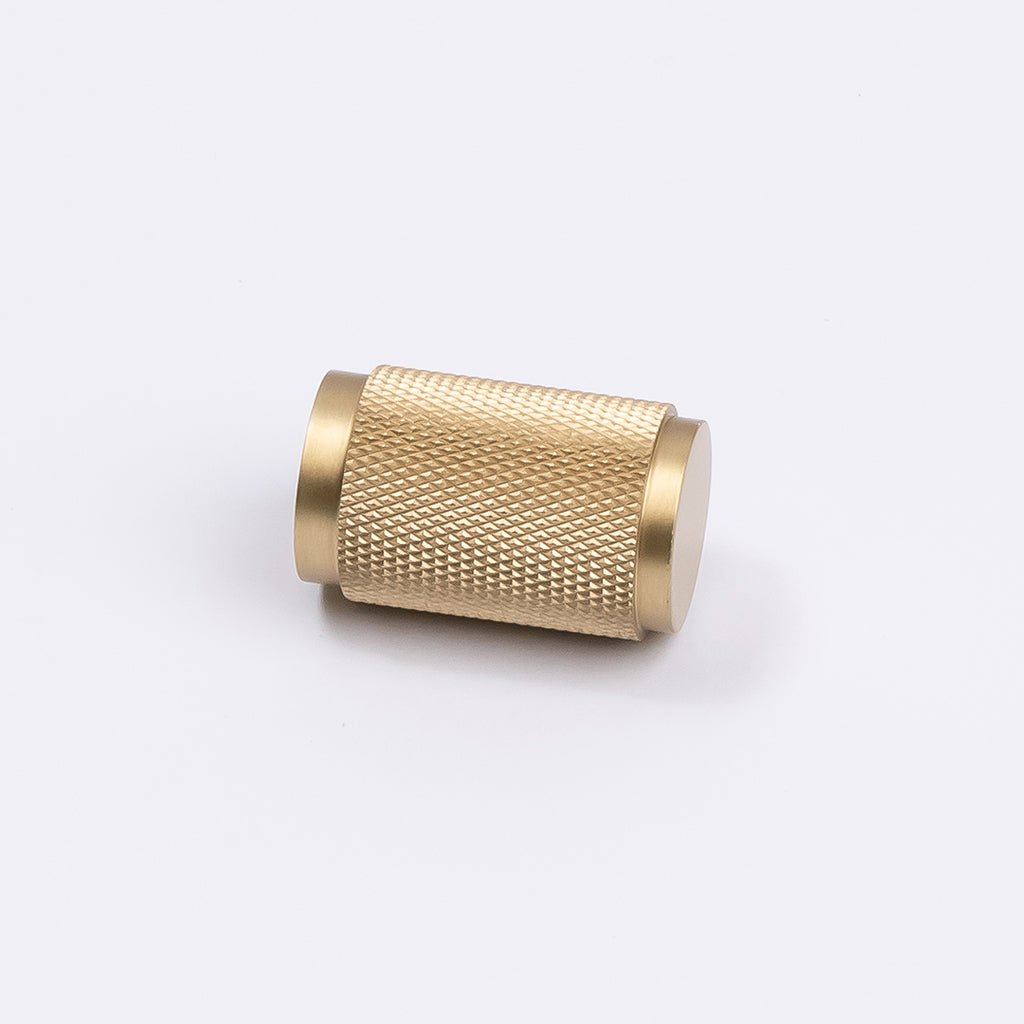 Brushed Brass Knurled Cabinet Knob - Helena - Manovella - Entry - Point - CABHEL18BB - Manovella