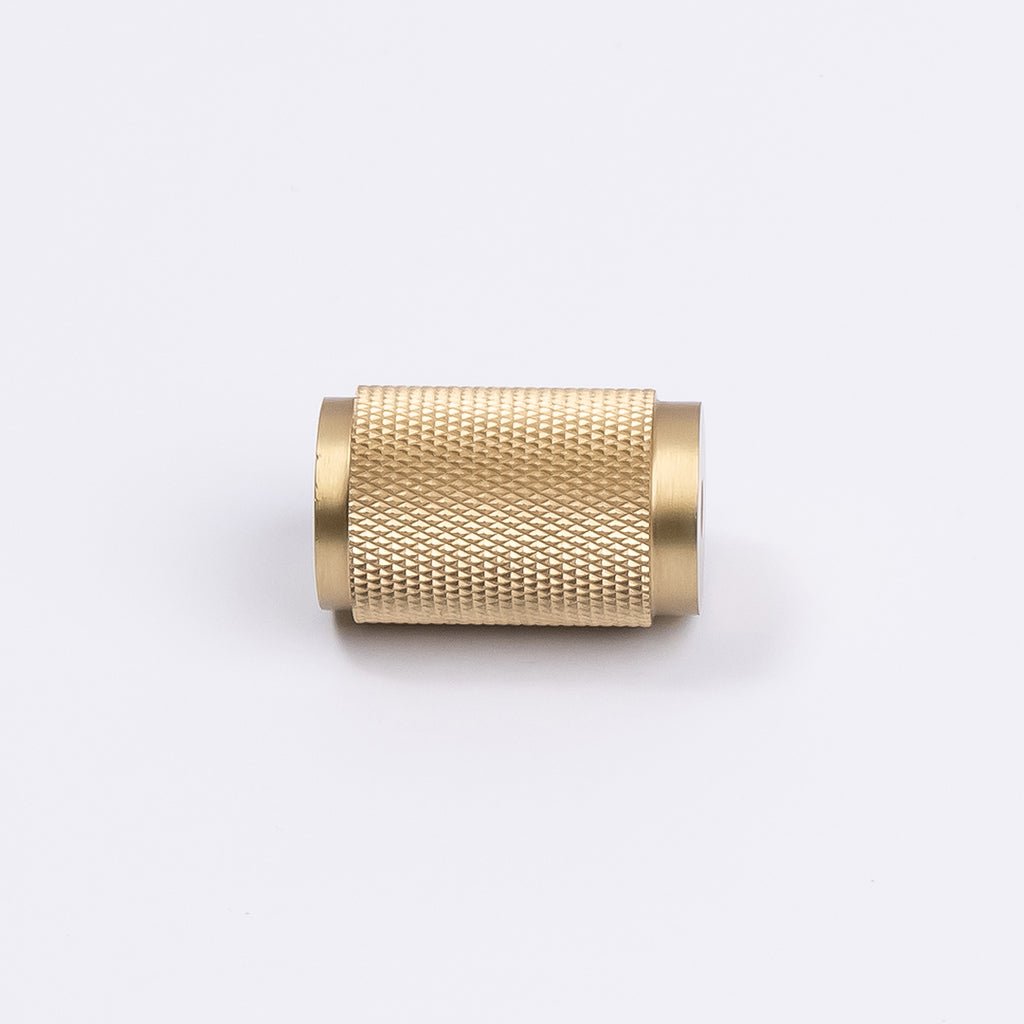 Brushed Brass Knurled Cabinet Knob - Helena - Manovella - Entry - Point - CABHEL18BB - Manovella