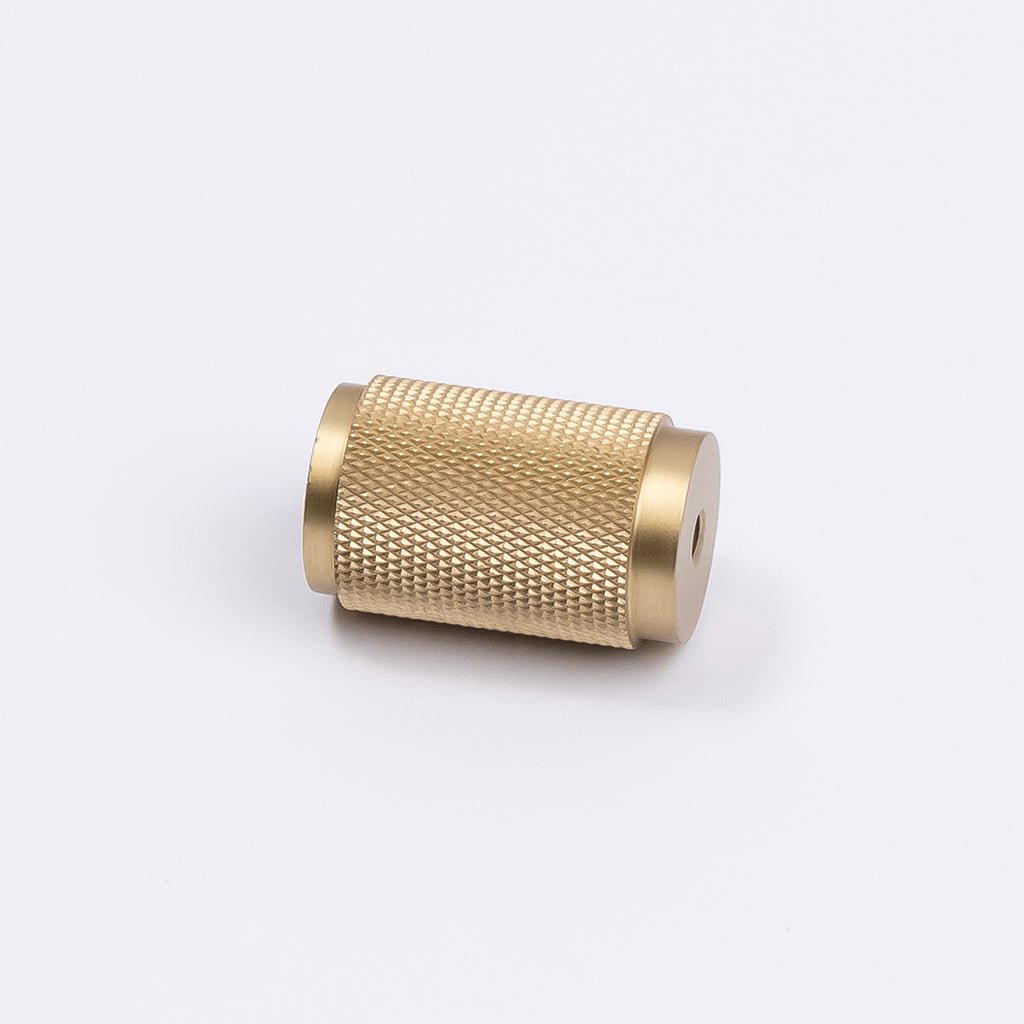 Brushed Brass Knurled Cabinet Knob - Helena - Manovella - Entry - Point - CABHEL18BB - Manovella