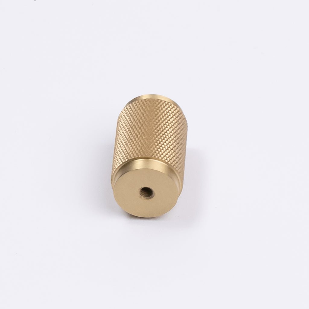 Brushed Brass Knurled Cabinet Knob - Helena - Manovella - Entry - Point - CABHEL18BB - Manovella