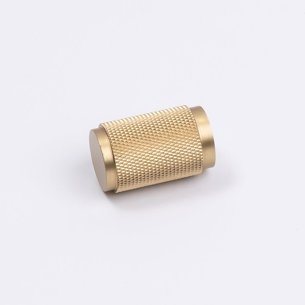 Brushed Brass Knurled Cabinet Knob - Helena - Manovella - Entry - Point - CABHEL18BB - Manovella