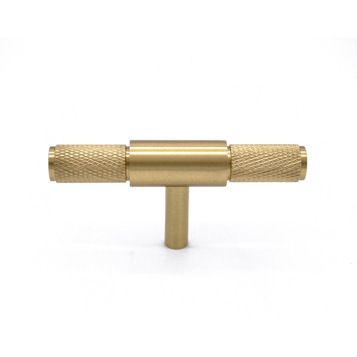 Brushed Brass Knurled Cabinet T - Bar Pull - Miranda - Manovella - Entry - Point - CABMIR80BB - Manovella