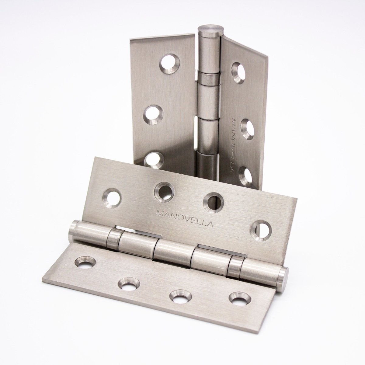 Brushed Nickel Ball Bearing Hinge (Pair) 100mm x 75mm - Manovella - Entry - Point - HBBFP10075BN - Manovella