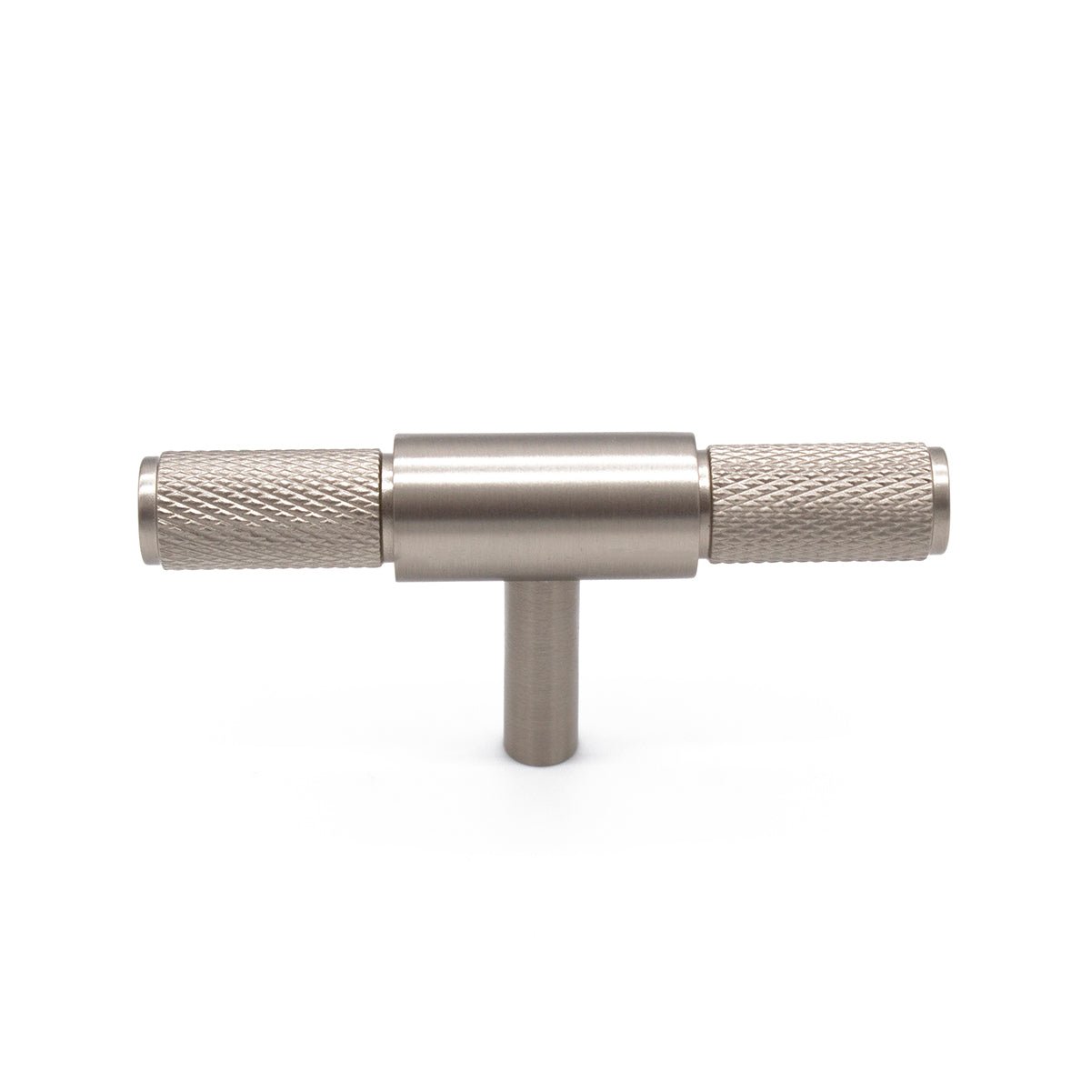 Brushed Nickel Knurled Cabinet T - Bar Pull - Miranda - Manovella - Entry - Point - CABMIR80BN - Manovella