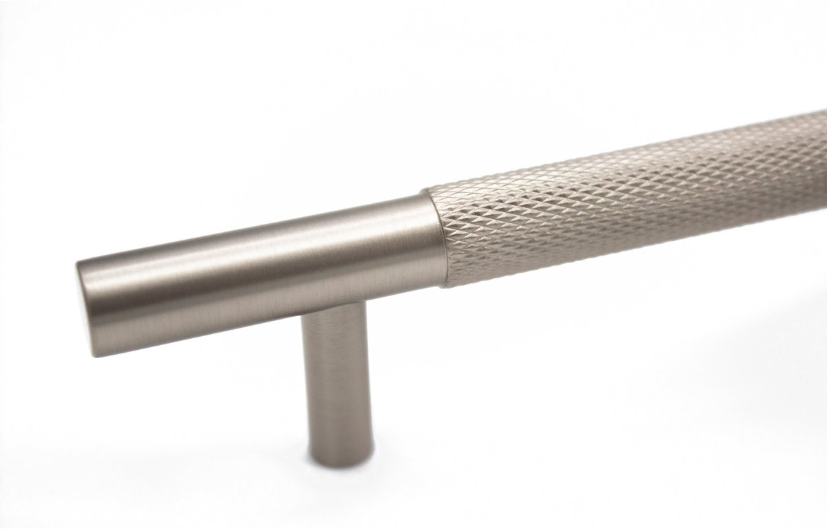 Brushed Nickel Knurled Drawer Pull - Charmian - Manovella - Entry - Point - CABCHA280BN - Manovella