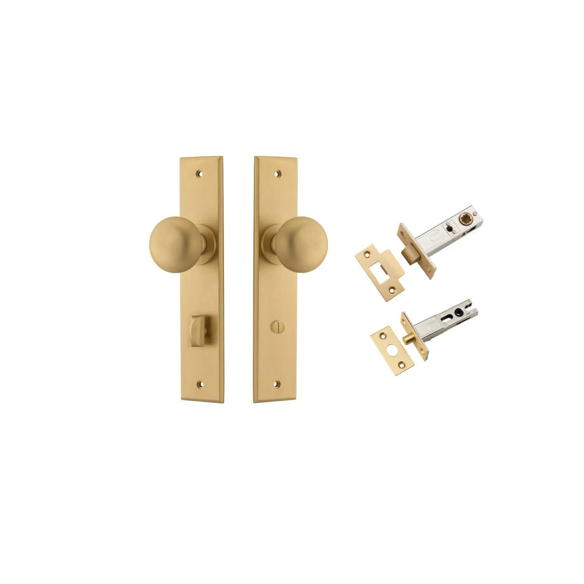 Cambridge Knob - Chamfered Backplate - Entry Point - Iver - Brushed Brass - Door Knobs