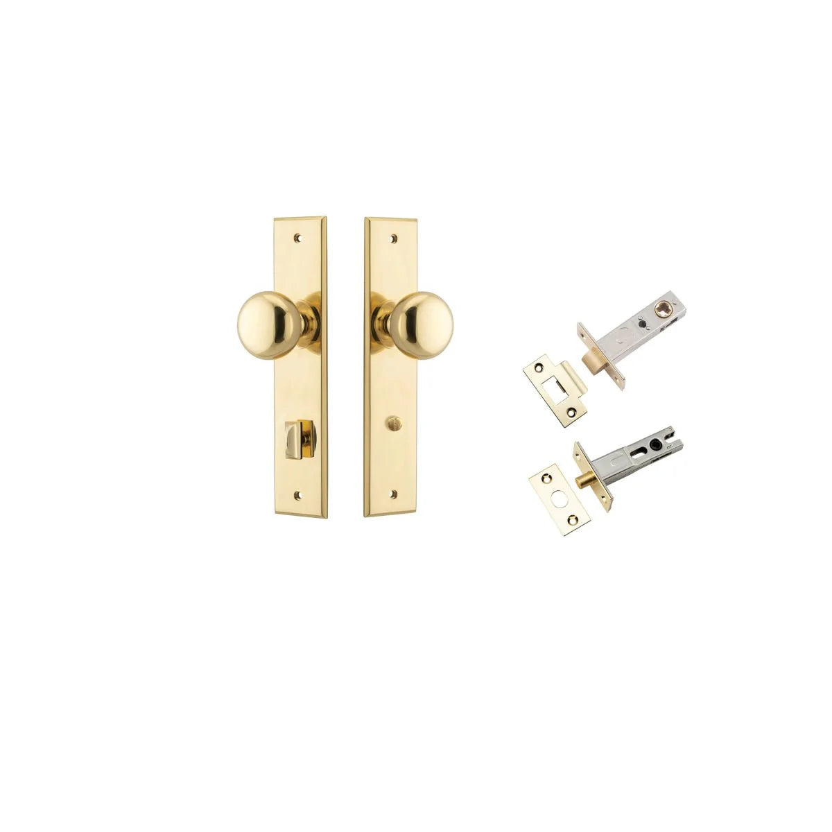 Cambridge Knob - Chamfered Backplate - Entry Point - Iver - Polished Brass - Door Knobs