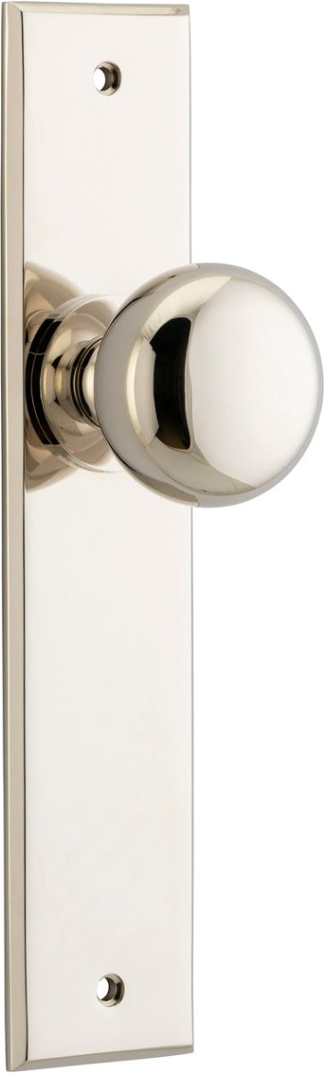 Cambridge Knob - Chamfered Backplate - Entry Point - Iver - Polished Nickel - Door Knobs