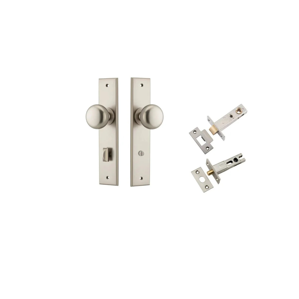 Cambridge Knob - Chamfered Backplate - Entry Point - Iver - Satin Nickel - Door Knobs