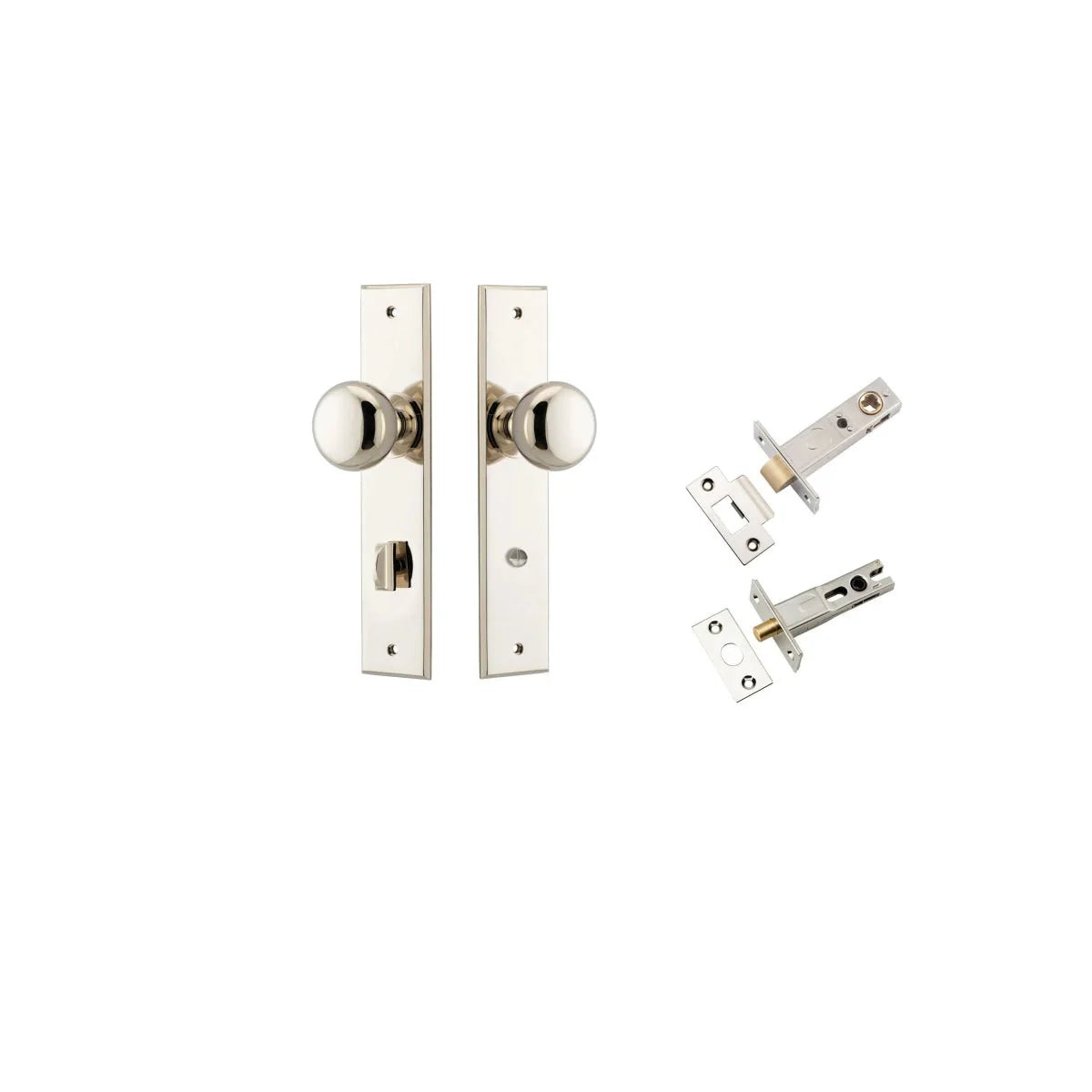 Cambridge Knob - Chamfered Backplate - Entry Point - Iver - Polished Nickel - Door Knobs