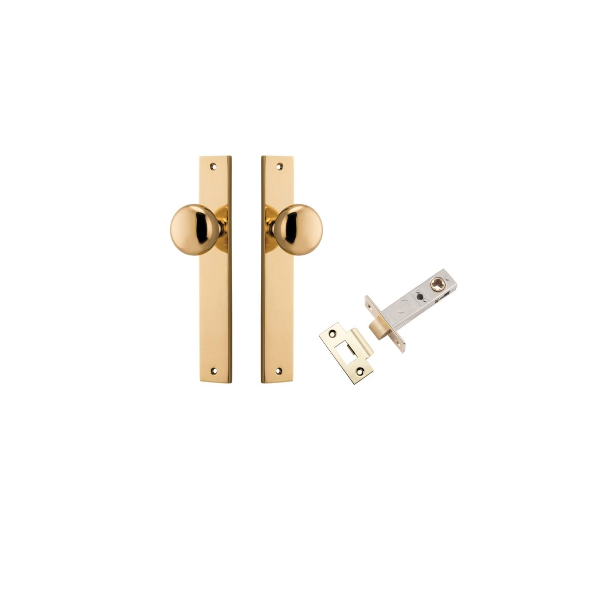 Cambridge Knob - Rectangular Backplate - Entry Point - Iver - Polished Brass - Door Knobs