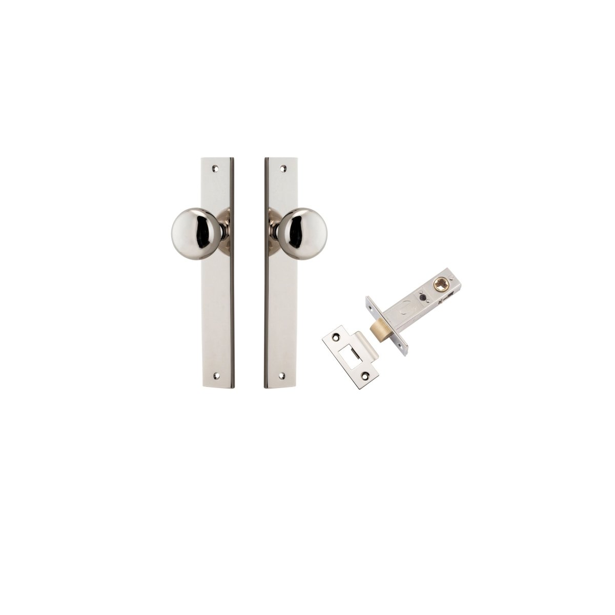 Cambridge Knob - Rectangular Backplate - Entry Point - Iver - Polished Nickel - Door Knobs