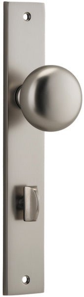 Cambridge Knob - Rectangular Backplate - Entry Point - Iver - Satin Nickel - Door Knobs