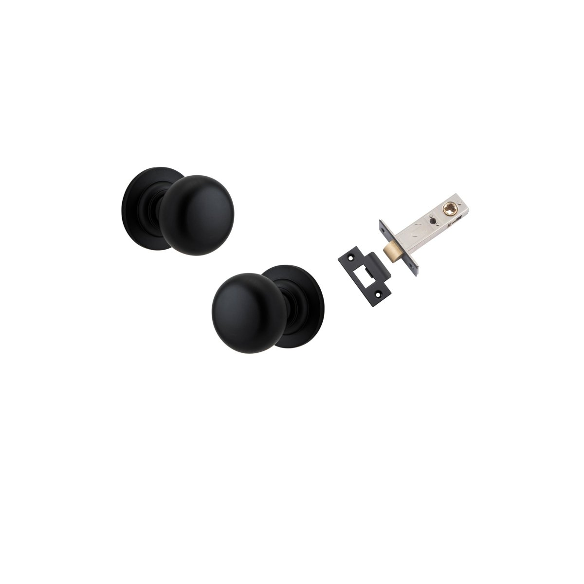 Cambridge Knob - Round Rose - Entry Point - Iver - Matt Black - Door Knobs