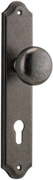 Cambridge Knob - Shouldered Backplate - Entry Point - Iver - Distressed Nickel - Door Knobs