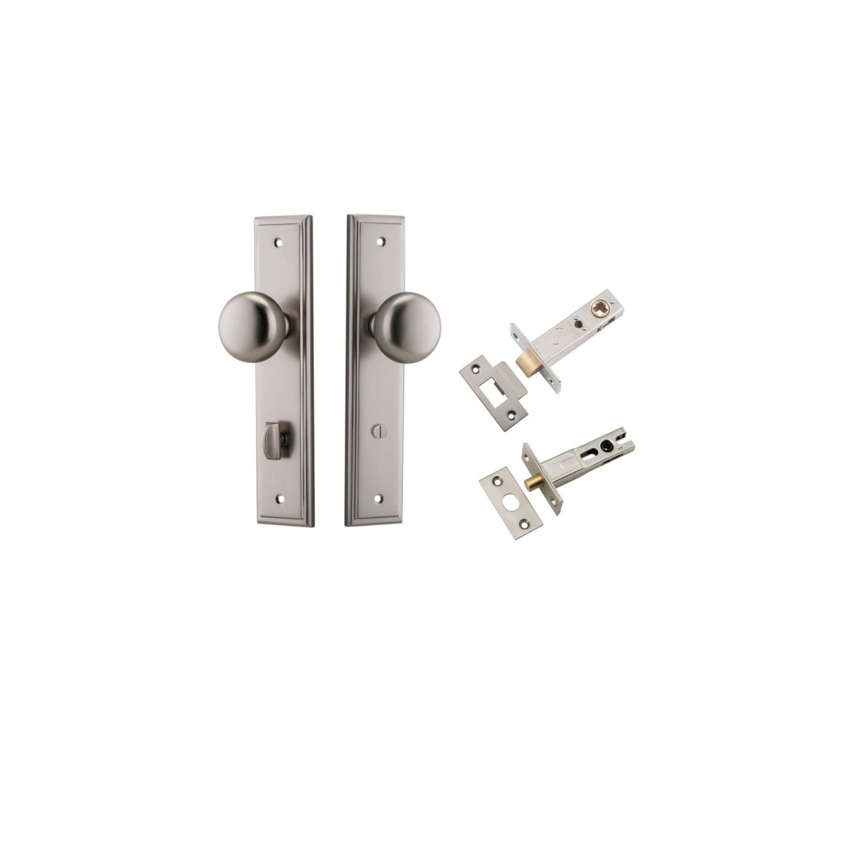 Cambridge Knob - Stepped Backplate - Entry Point - Iver - Satin Nickel - Door Knobs