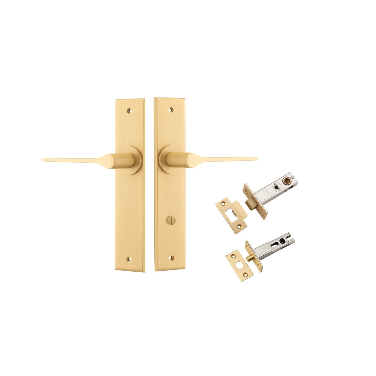 Como Lever - Chamfered Backplate - Entry Point - Iver - Brushed Brass - Door Levers