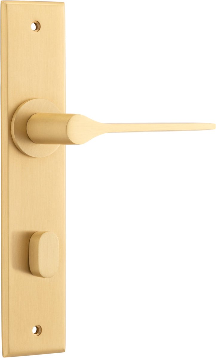 Como Lever - Chamfered Backplate - Entry Point - Iver - Brushed Brass - Door Levers