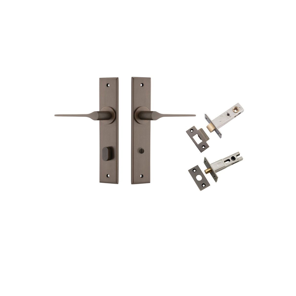 Como Lever - Chamfered Backplate - Entry Point - Iver - Signature Brass - Door Levers