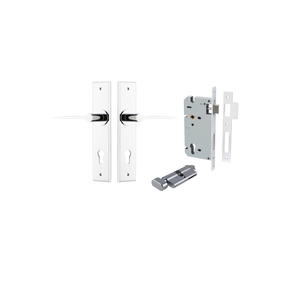 Como Lever - Chamfered Backplate - Entry Point - Iver - Polished Chrome - Door Levers