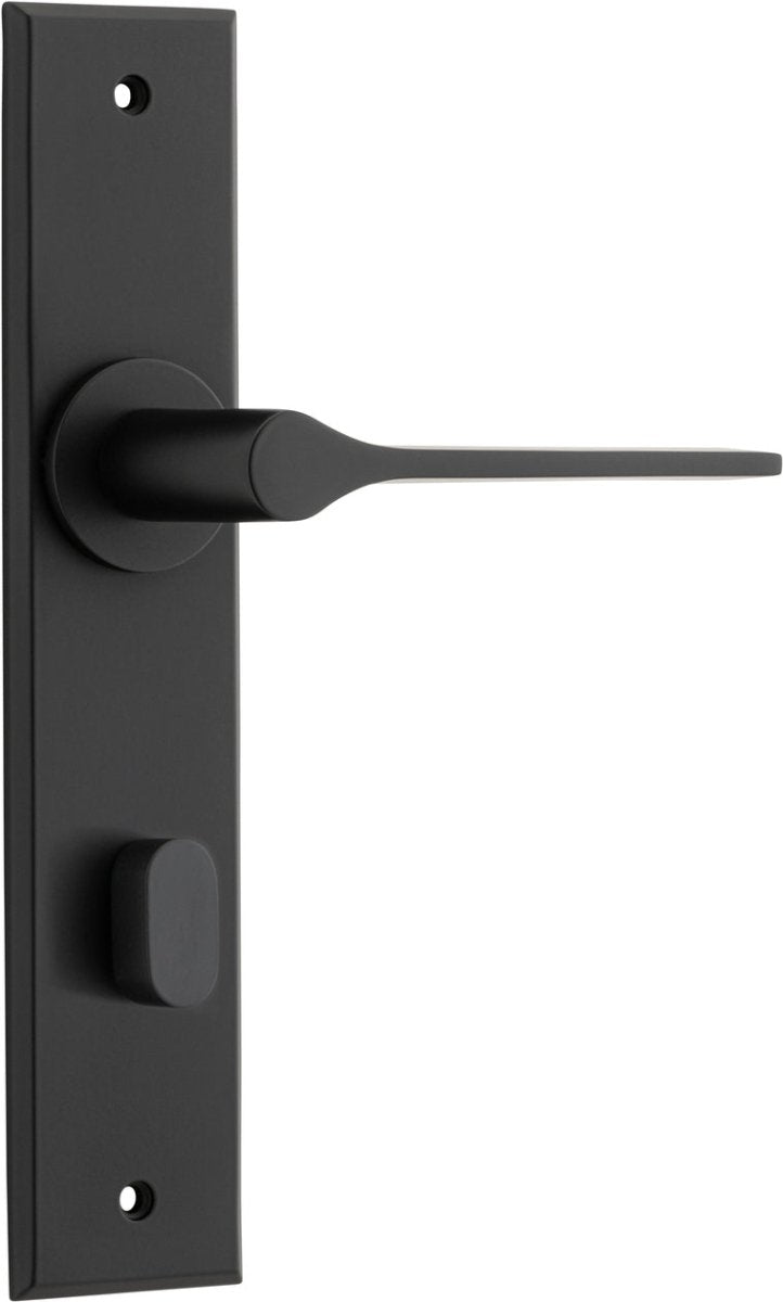 Como Lever - Chamfered Backplate - Entry Point - Iver - Matt Black - Door Levers