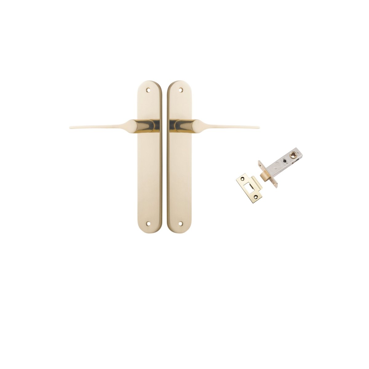 Como Lever - Oval Backplate - Entry Point - Iver - Polished Brass - Door Levers