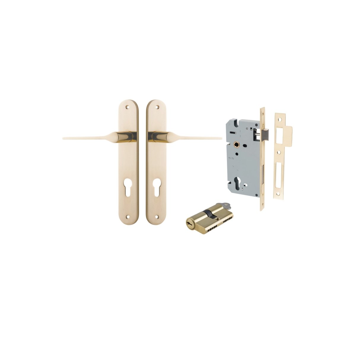 Como Lever - Oval Backplate - Entry Point - Iver - Polished Brass - Door Levers