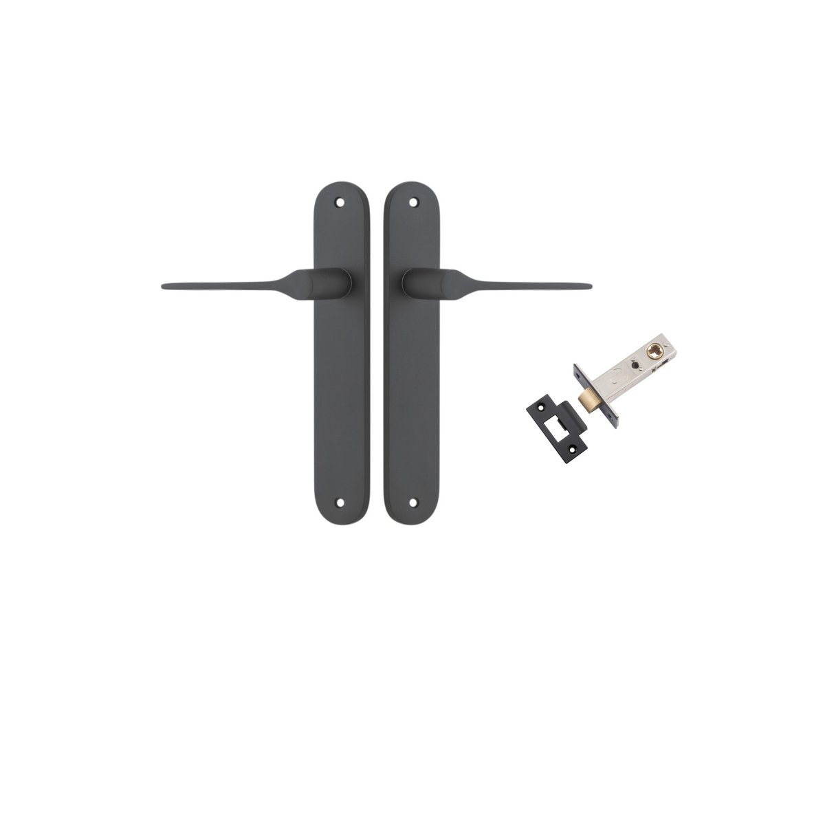 Como Lever - Oval Backplate - Entry Point - Iver - Matt Black - Door Levers