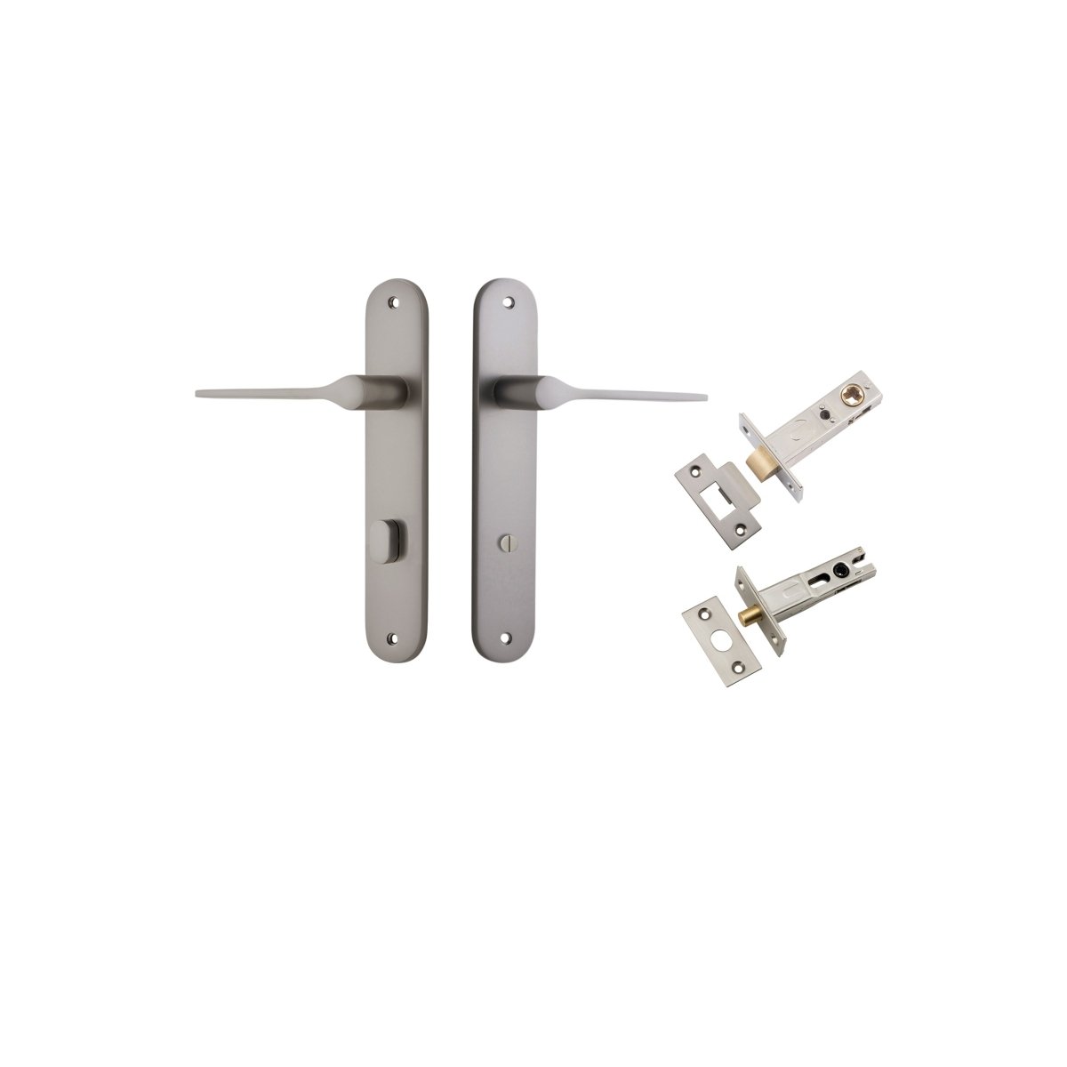 Como Lever - Oval Backplate - Entry Point - Iver - Satin Nickel - Door Levers