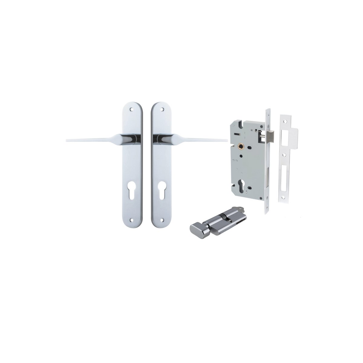 Como Lever - Oval Backplate - Entry Point - Iver - Polished Chrome - Door Levers