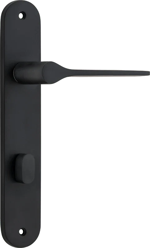 Como Lever - Oval Backplate - Entry Point - Iver - Matt Black - Door Levers