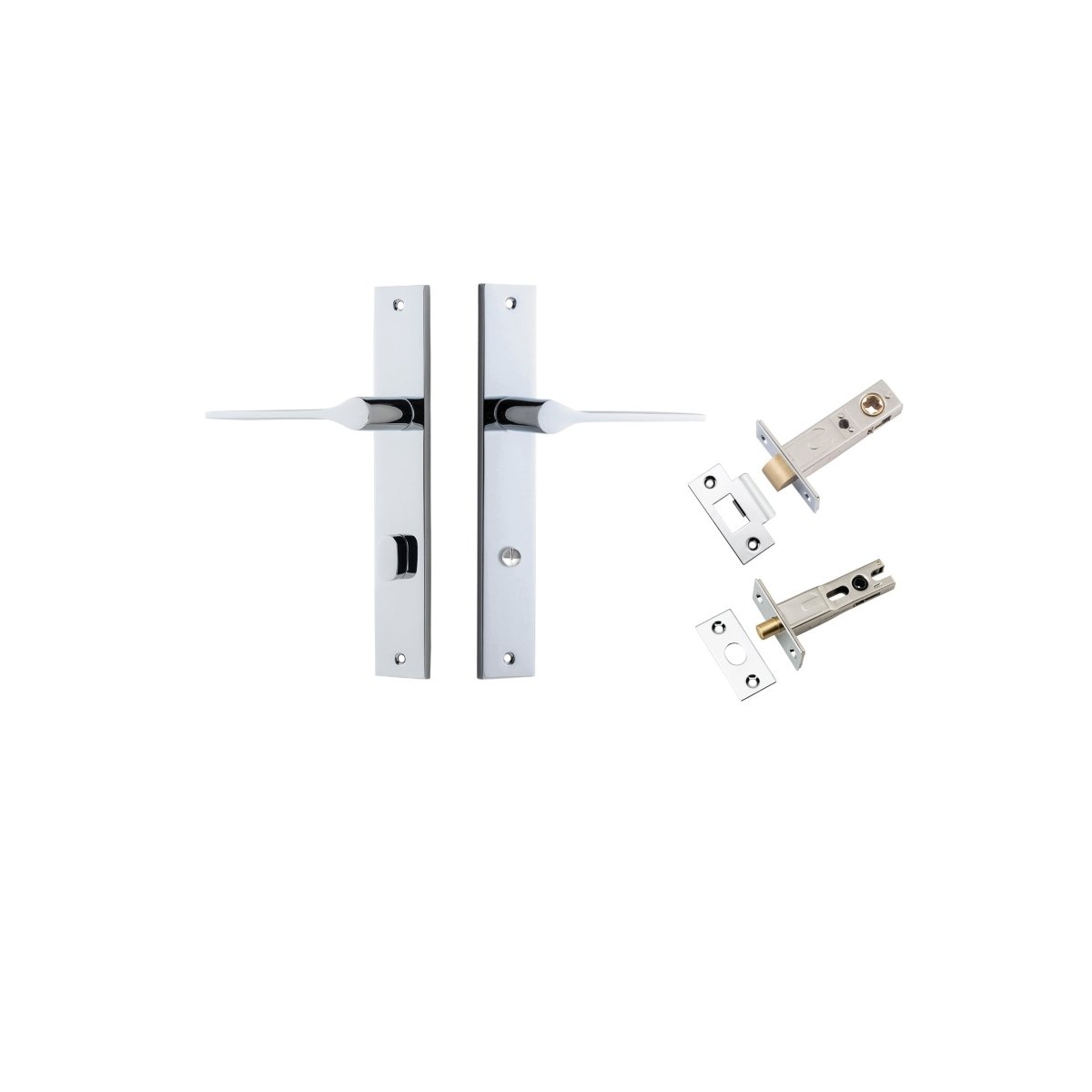 Como Lever - Rectangular Backplate - Entry Point - Iver - Polished Chrome - Door Levers