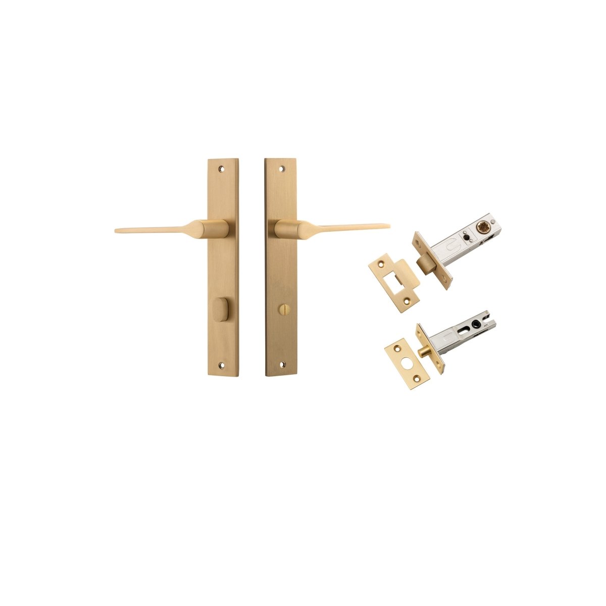 Como Lever - Rectangular Backplate - Entry Point - Iver - Brushed Brass - Door Levers