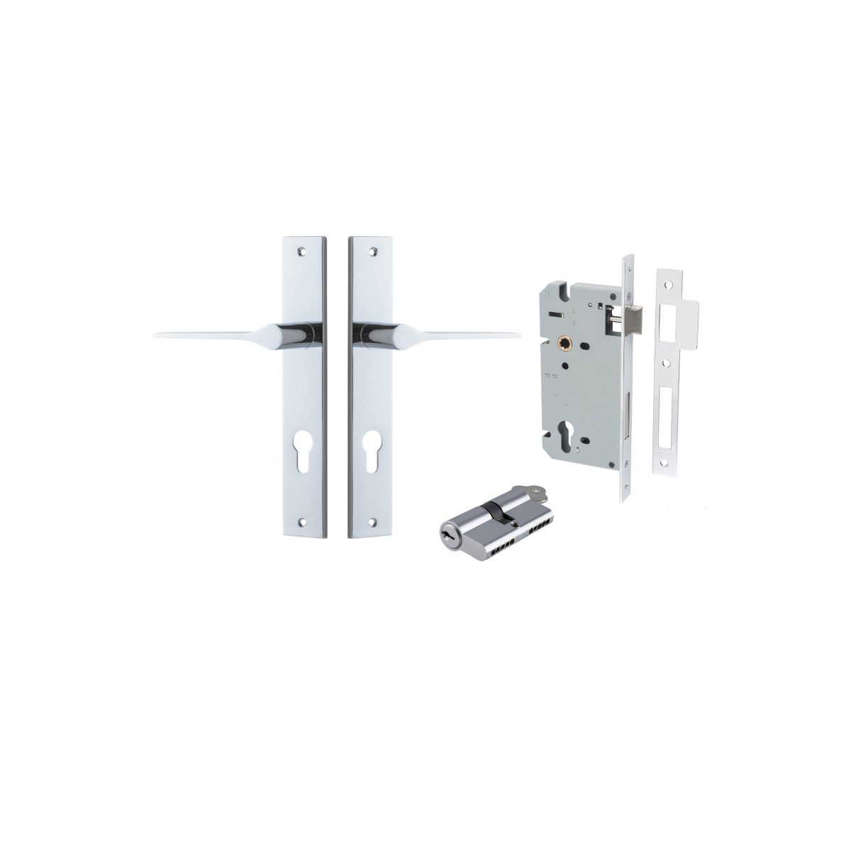 Como Lever - Rectangular Backplate - Entry Point - Iver - Polished Chrome - Door Levers