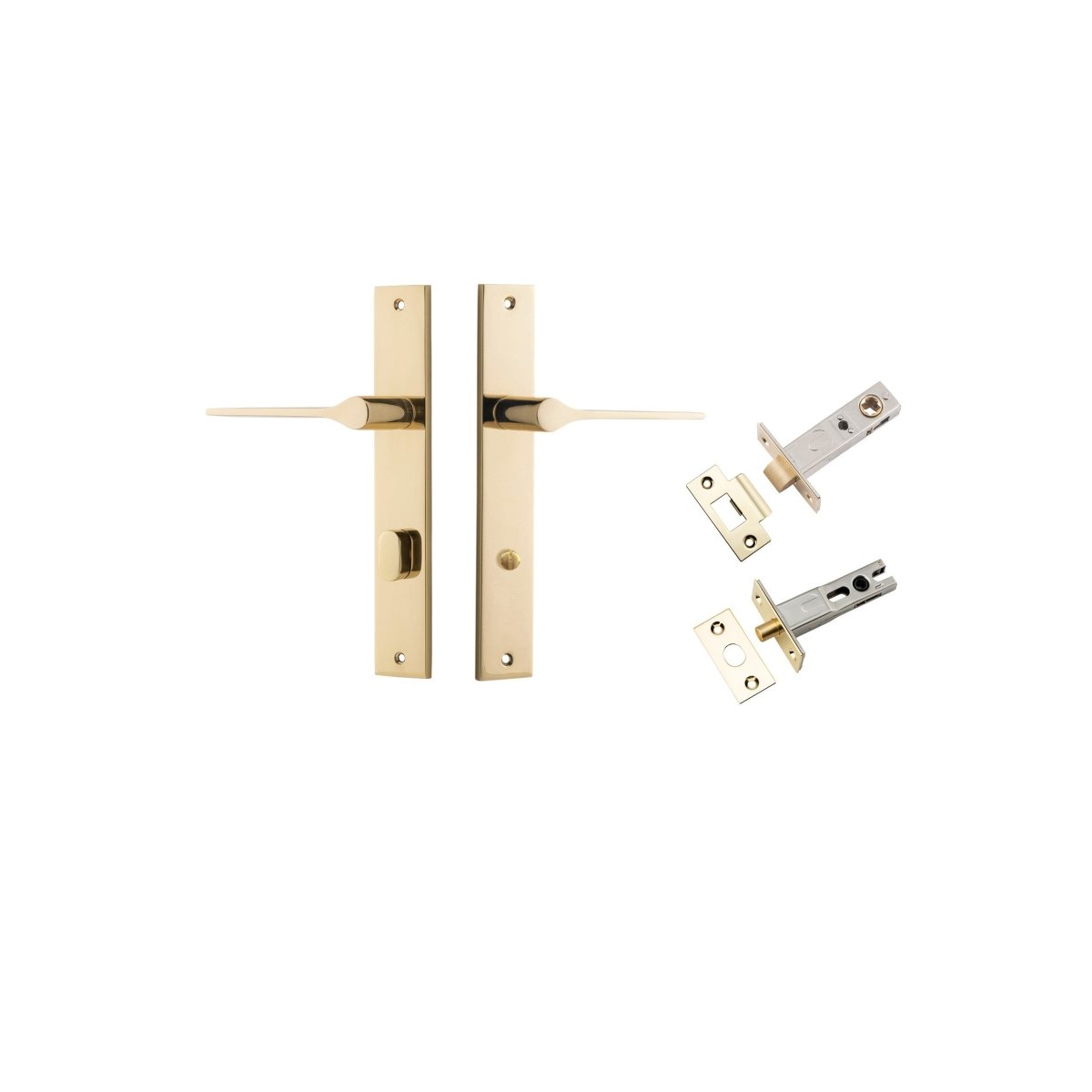 Como Lever - Rectangular Backplate - Entry Point - Iver - Polished Brass - Door Levers