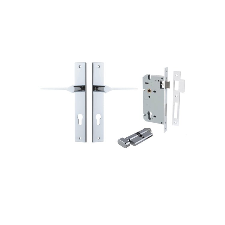 Como Lever - Rectangular Backplate - Entry Point - Iver - Polished Chrome - Door Levers