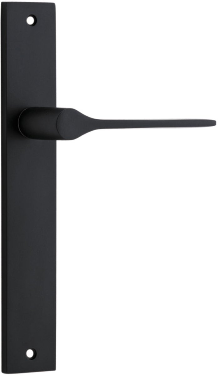 Como Lever - Rectangular Backplate - Entry Point - Iver - Matt Black - Door Levers