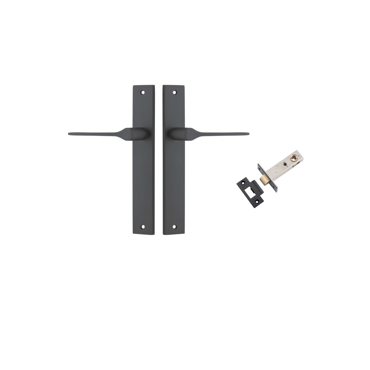 Como Lever - Rectangular Backplate - Entry Point - Iver - Matt Black - Door Levers