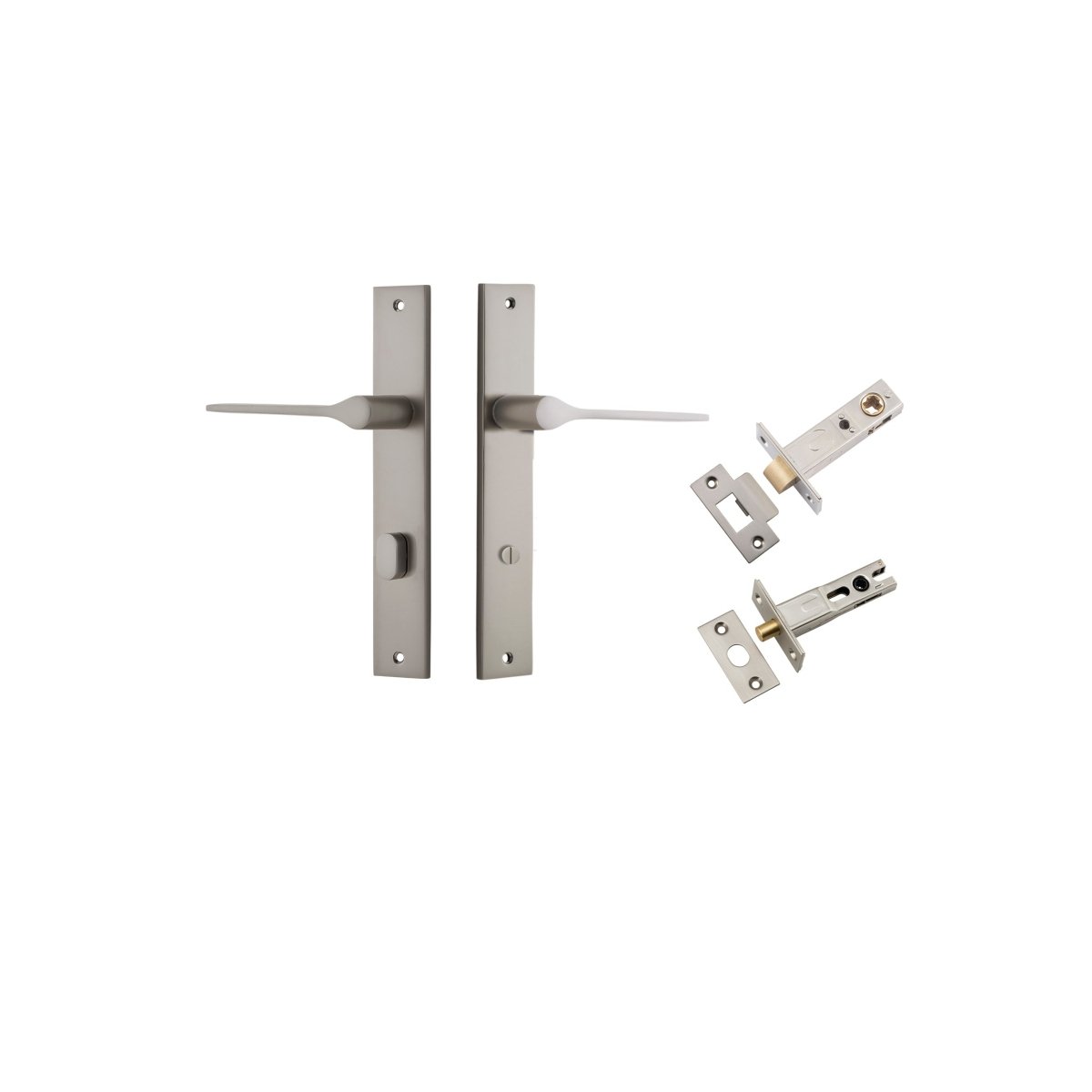 Como Lever - Rectangular Backplate - Entry Point - Iver - Satin Nickel - Door Levers