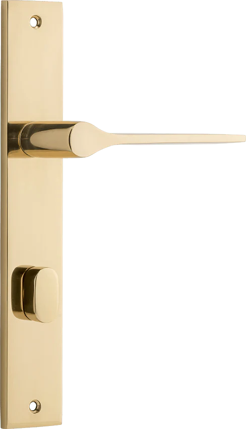 Como Lever - Rectangular Backplate - Entry Point - Iver - Polished Brass - Door Levers