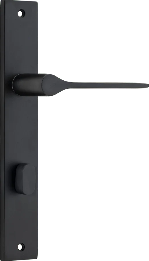 Como Lever - Rectangular Backplate - Entry Point - Iver - Matt Black - Door Levers