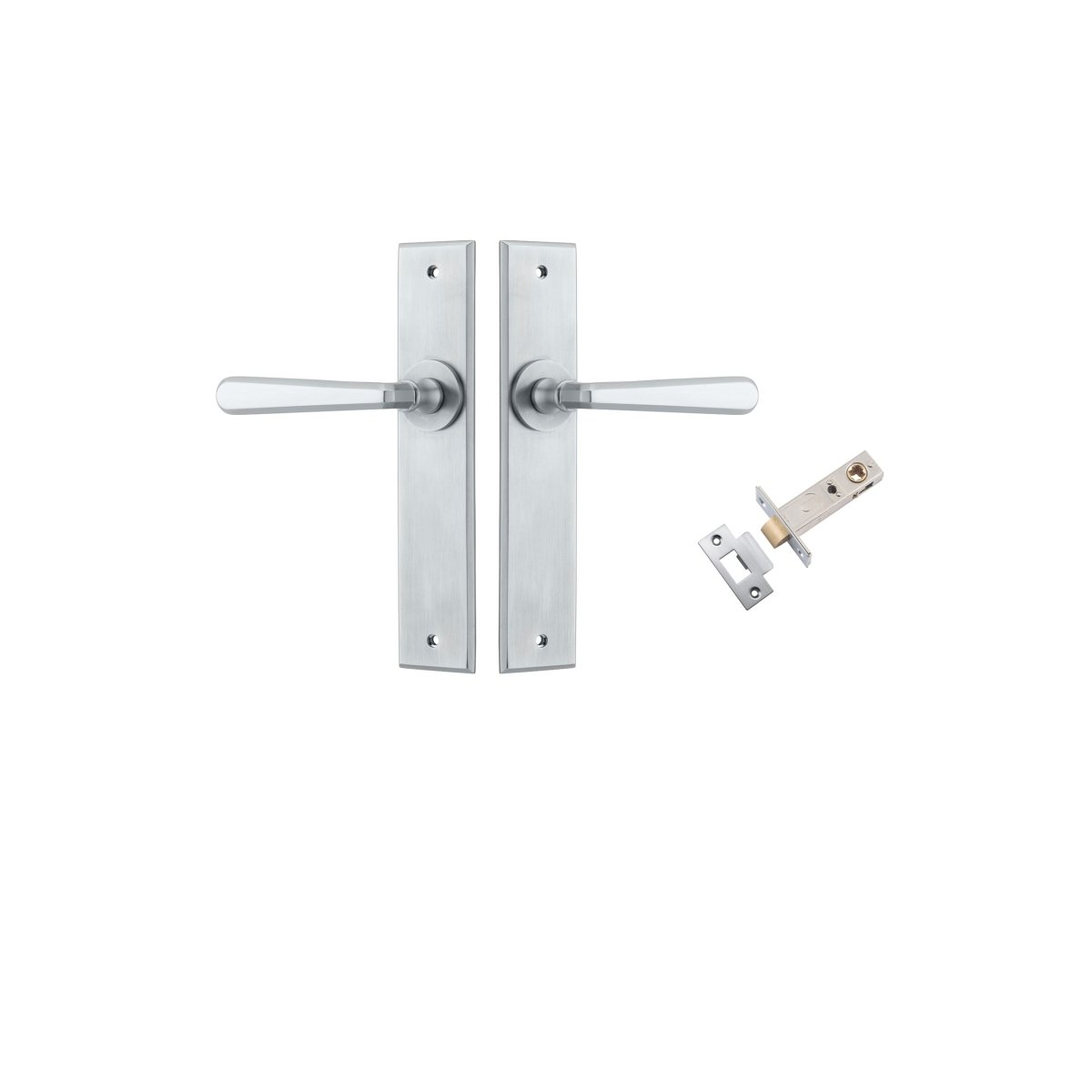 Copenhagen Lever - Chamfered Backplate - Entry Point - Iver - Brushed Chrome - Door Levers