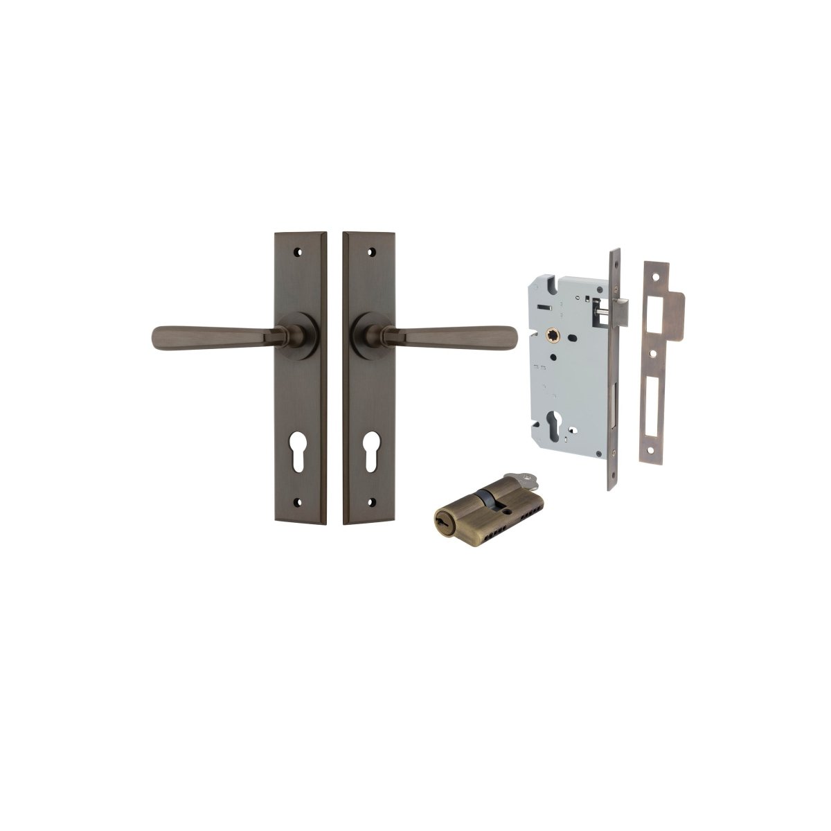 Copenhagen Lever - Chamfered Backplate - Entry Point - Iver - Signature Brass - Door Levers