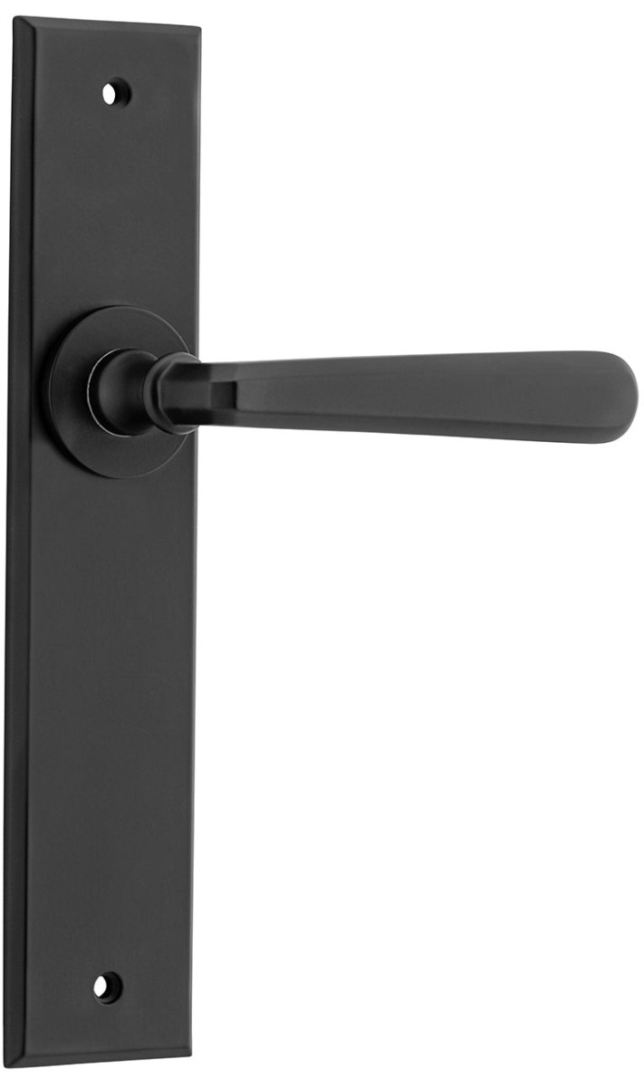 Copenhagen Lever - Chamfered Backplate - Entry Point - Iver - Matt Black - Door Levers