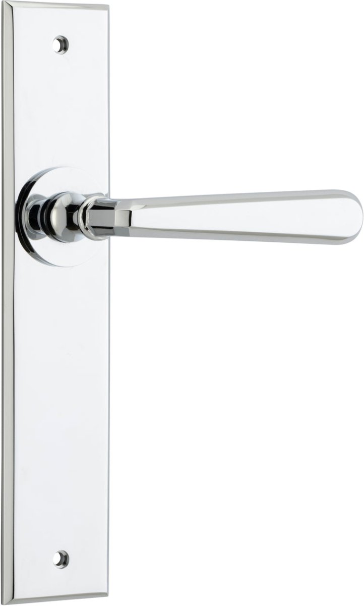 Copenhagen Lever - Chamfered Backplate - Entry Point - Iver - Polished Chrome - Door Levers