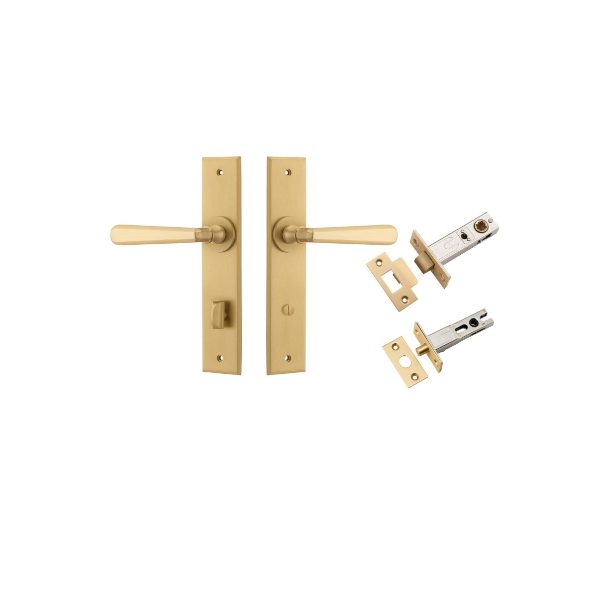 Copenhagen Lever - Chamfered Backplate - Entry Point - Iver - Brushed Brass - Door Levers