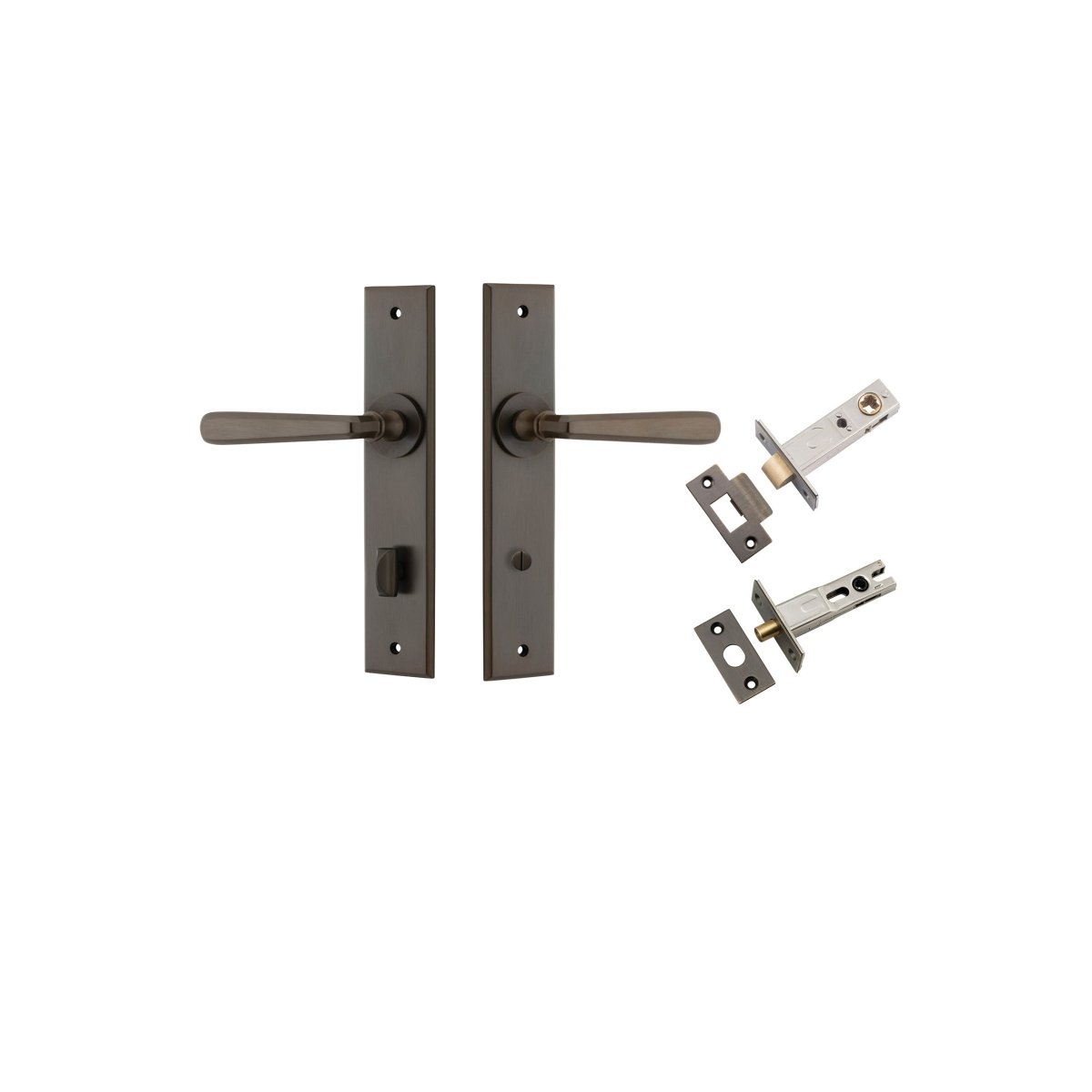 Copenhagen Lever - Chamfered Backplate - Entry Point - Iver - Signature Brass - Door Levers